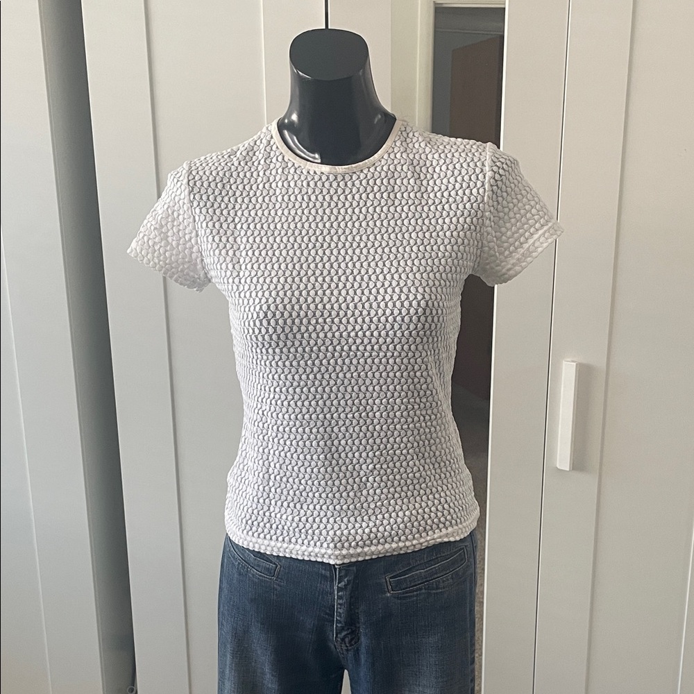 White Textured Women's Top